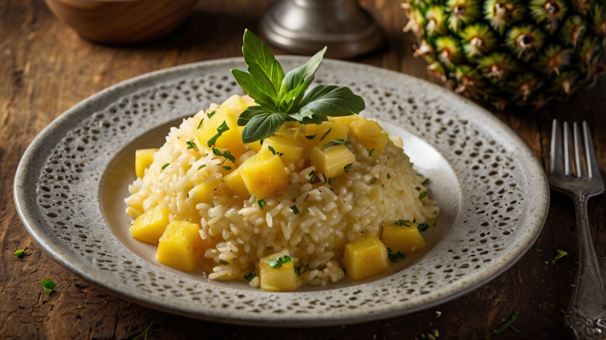 Risoto de Abacaxi com Gengibre