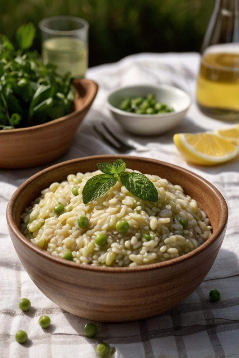Risoto de Ervilhas e Hortelã