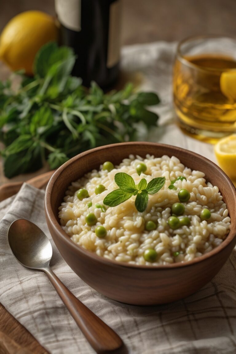 Risoto de Ervilhas e Hortelã