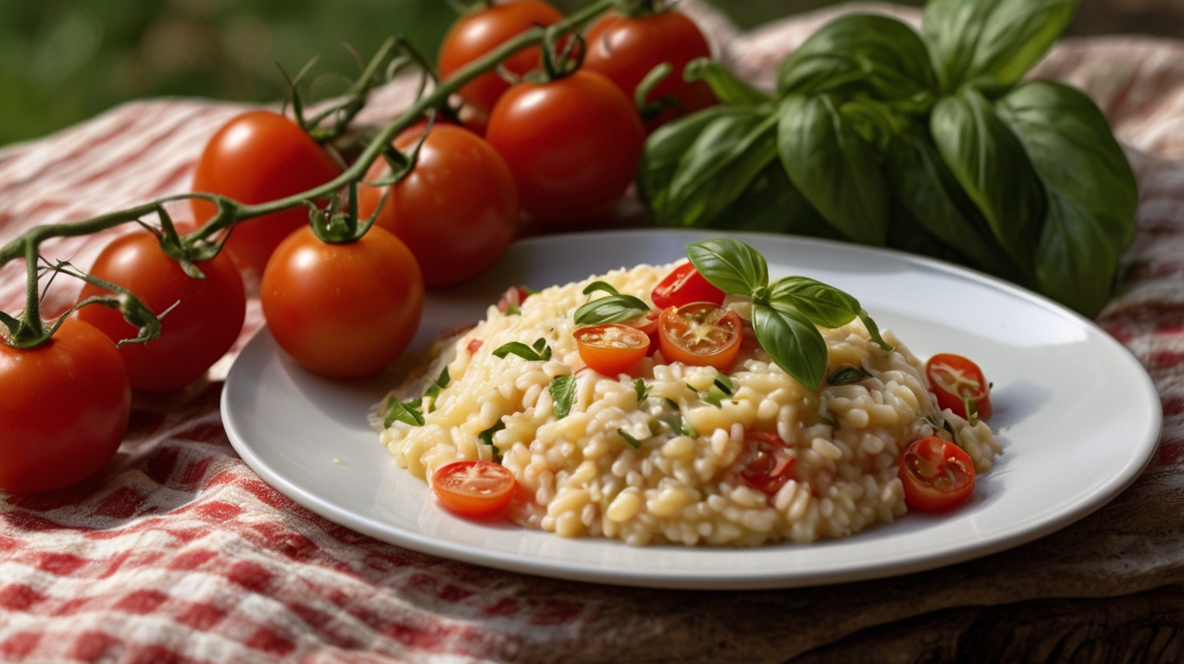 Risoto de Tomate Cereja e Manjericão